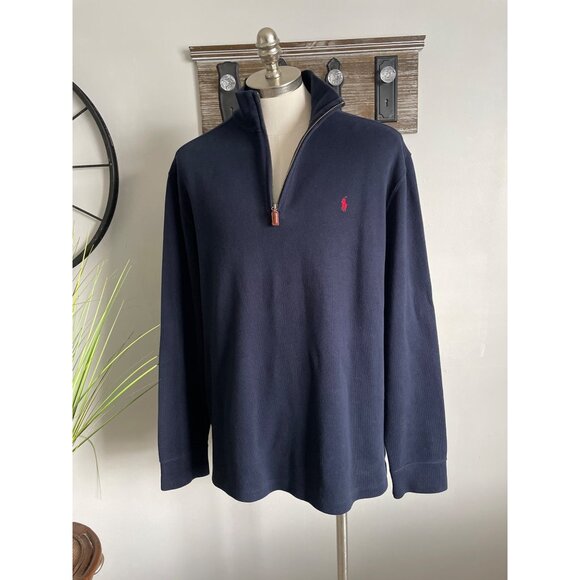 POLO BY RALPH LAUREN Men’s Blue Mock Neck Zip Pullover Sweatshirt Size XL - Picture 5 of 9
